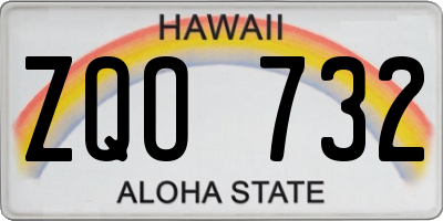 HI license plate ZQO732