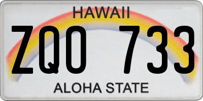 HI license plate ZQO733