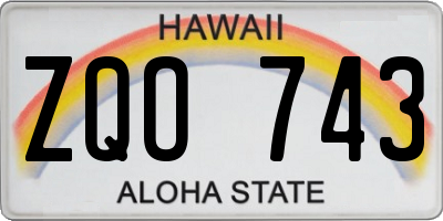 HI license plate ZQO743