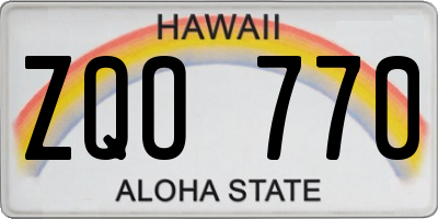 HI license plate ZQO770