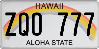 HI license plate ZQO777