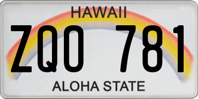 HI license plate ZQO781