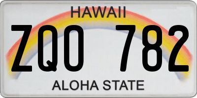 HI license plate ZQO782