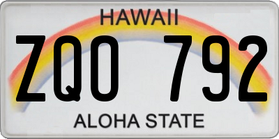 HI license plate ZQO792