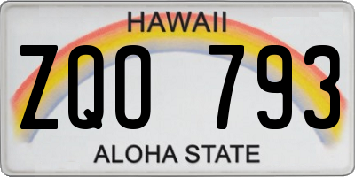 HI license plate ZQO793