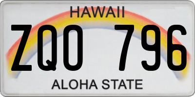 HI license plate ZQO796