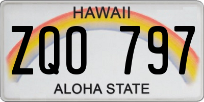 HI license plate ZQO797