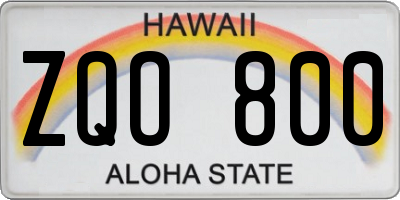 HI license plate ZQO800