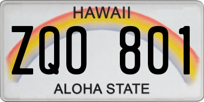 HI license plate ZQO801