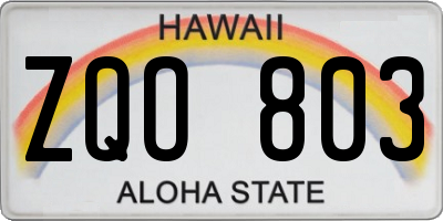 HI license plate ZQO803