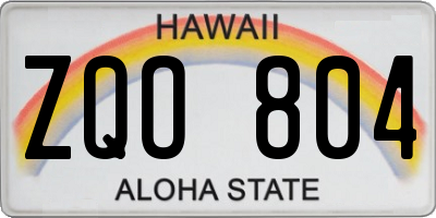 HI license plate ZQO804