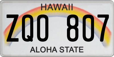 HI license plate ZQO807