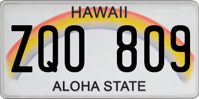 HI license plate ZQO809