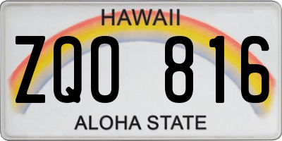HI license plate ZQO816