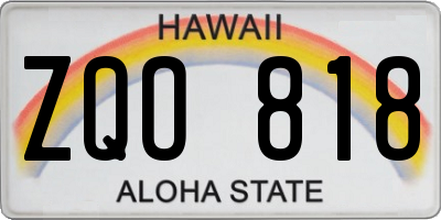 HI license plate ZQO818