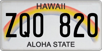 HI license plate ZQO820