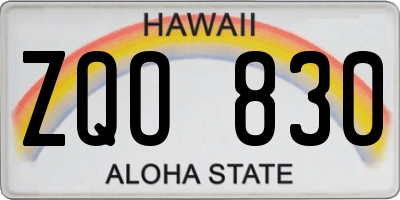 HI license plate ZQO830