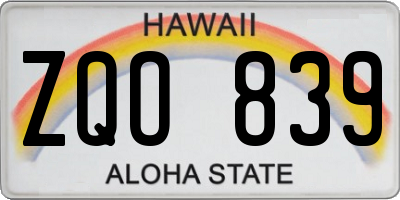 HI license plate ZQO839