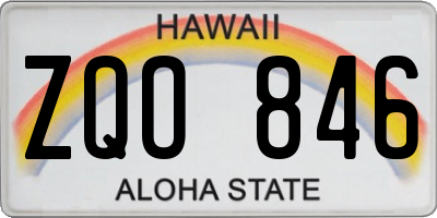 HI license plate ZQO846
