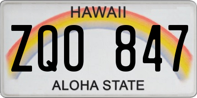 HI license plate ZQO847