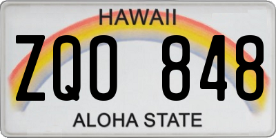 HI license plate ZQO848