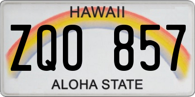 HI license plate ZQO857