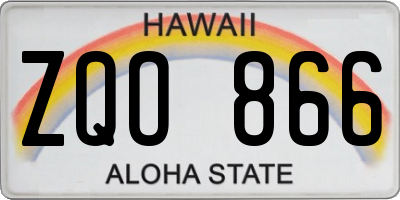 HI license plate ZQO866