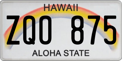 HI license plate ZQO875