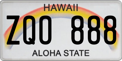 HI license plate ZQO888
