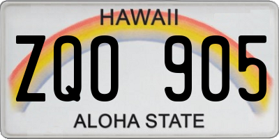 HI license plate ZQO905