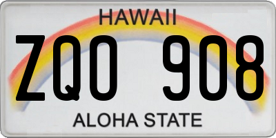 HI license plate ZQO908