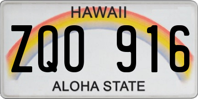 HI license plate ZQO916