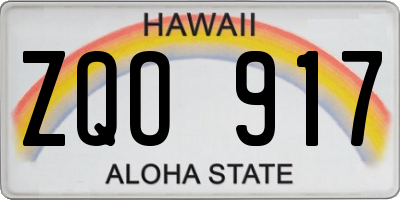 HI license plate ZQO917