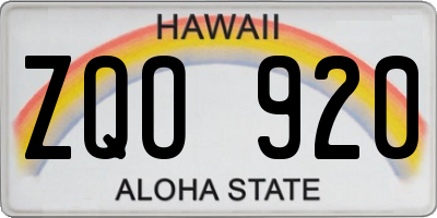 HI license plate ZQO920