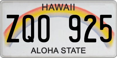 HI license plate ZQO925