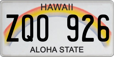 HI license plate ZQO926