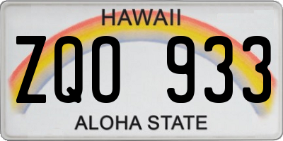 HI license plate ZQO933