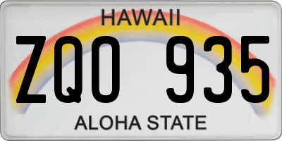 HI license plate ZQO935