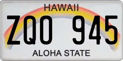 HI license plate ZQO945