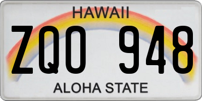 HI license plate ZQO948