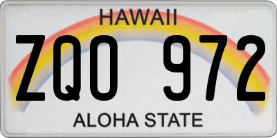 HI license plate ZQO972