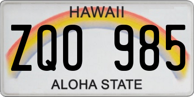 HI license plate ZQO985