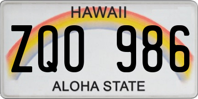 HI license plate ZQO986