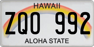 HI license plate ZQO992