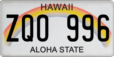 HI license plate ZQO996