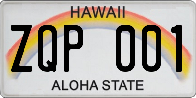 HI license plate ZQP001