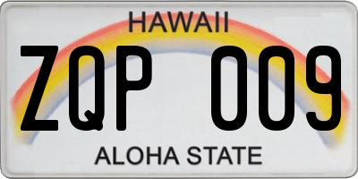 HI license plate ZQP009