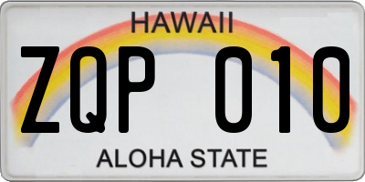 HI license plate ZQP010
