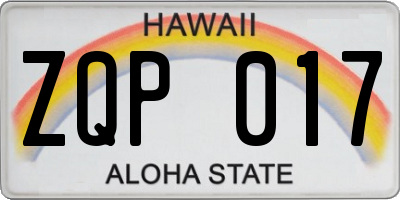 HI license plate ZQP017