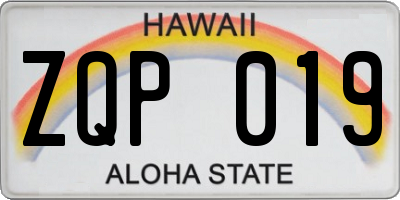 HI license plate ZQP019